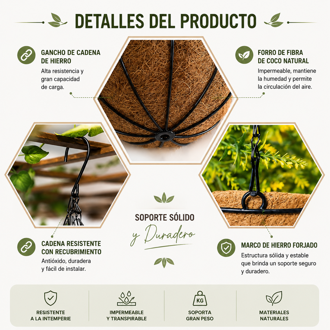 Hanging Nest Basket | Suspended Coco Fiber Planter for Garden and Patio