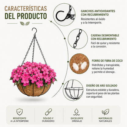 Hanging Nest Basket | Suspended Coco Fiber Planter for Garden and Patio