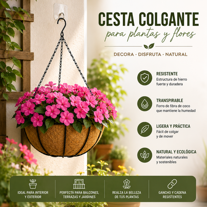 Hanging Nest Basket | Suspended Coco Fiber Planter for Garden and Patio