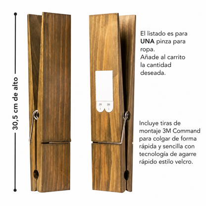 Portatoallas Gigante en Forma de Pinza de Madera | Organizador Decorativo para Baño y Hogar