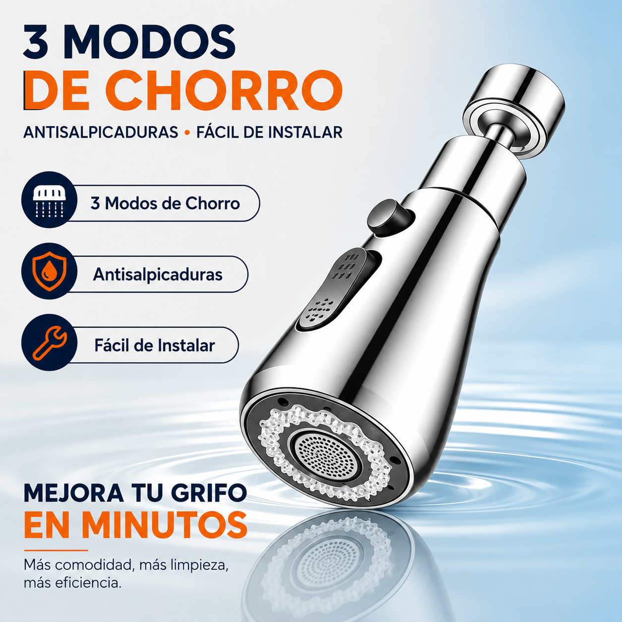 Extensor Giratorio 360° para Grifo | Aireador Universal Antisalpicaduras