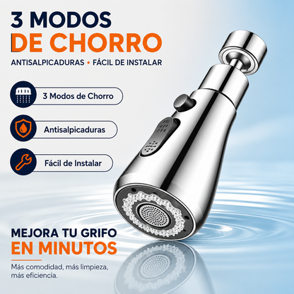 Extensor Giratorio 360° para Grifo | Aireador Universal Antisalpicaduras