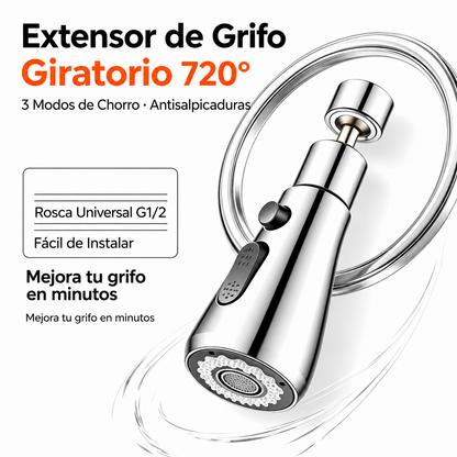 Extensor Giratorio 360° para Grifo | Aireador Universal Antisalpicaduras