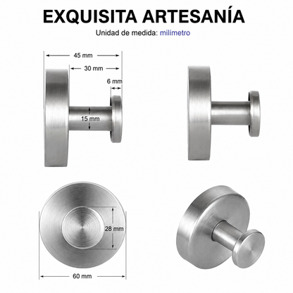 Gancho Adhesivo de Acero Inoxidable Reutilizable | Sin Taladro