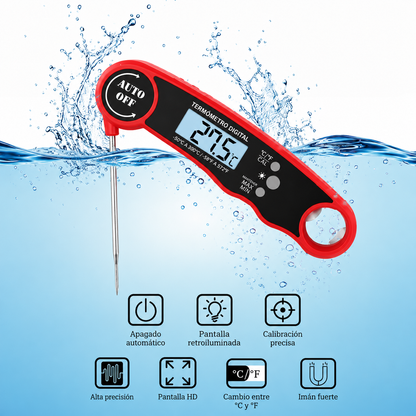 Termómetro Digital de Cocina con Sonda Plegable | Lectura Instantánea en 2 Segundos