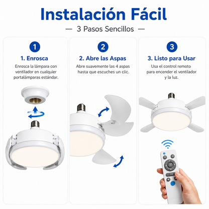Ventilador de Techo LED Plegable con Mando a Distancia | Casquillo E27