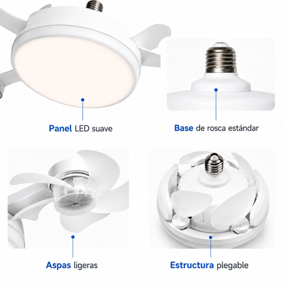 Ventilador de Techo LED Plegable con Mando a Distancia | Casquillo E27